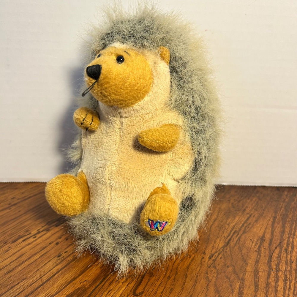 Ganz Webkinz Hedgehog Plush Stuffed Animal Tan Grey White Collectible Toy W Logo